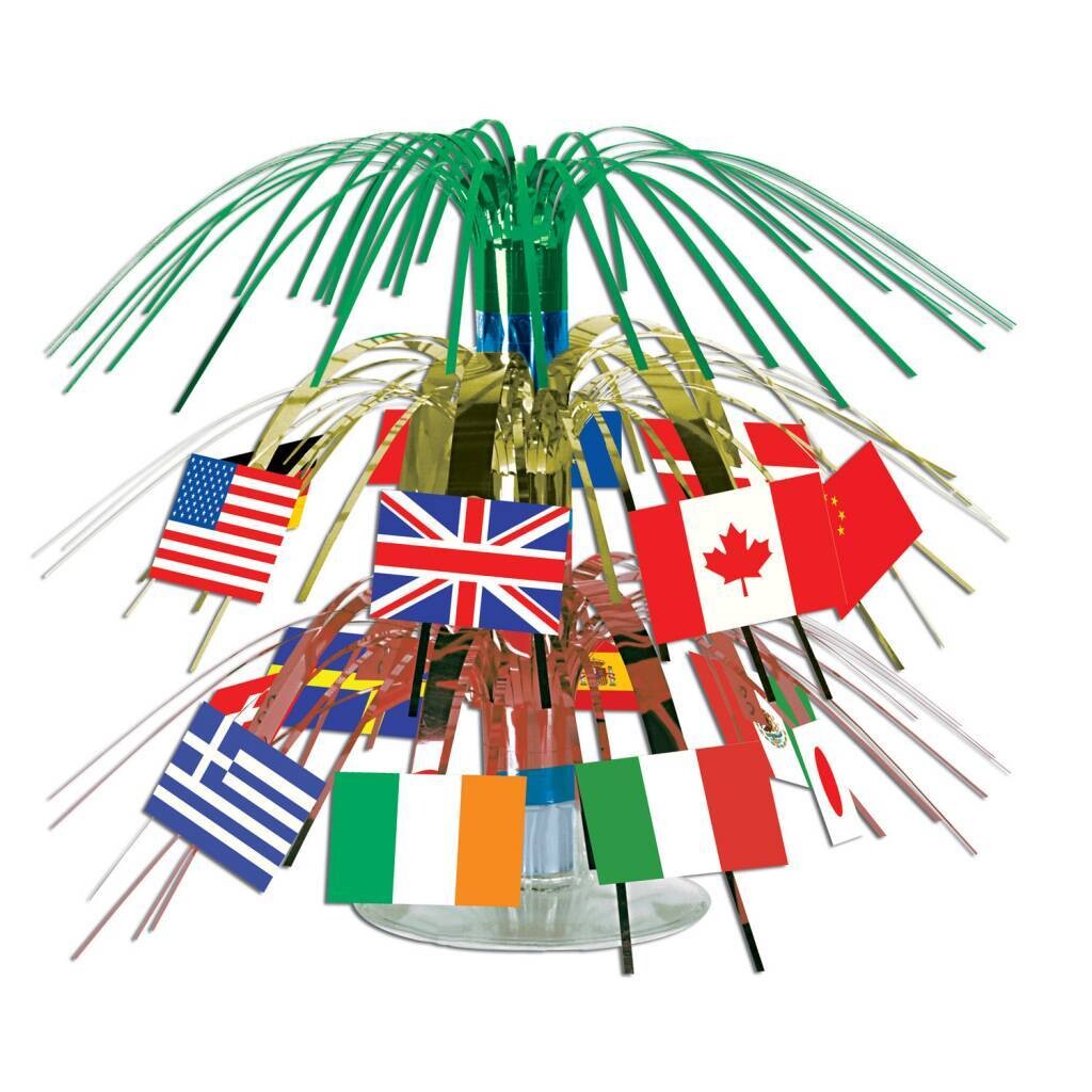 Centerpiece-Mini Cascade-International Flags-1pkg-7.5&quot;