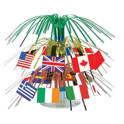 Centerpiece-Mini Cascade-International Flags-1pkg-7.5&quot;