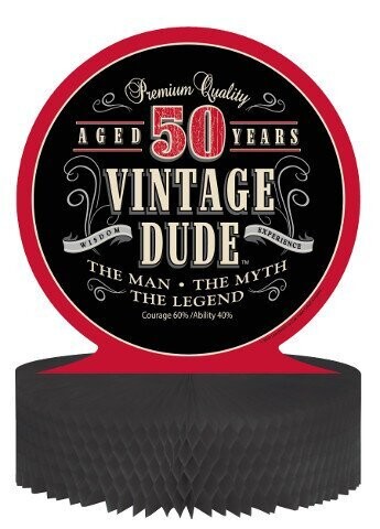 Centerpiece-Honeycomb-Vinage Dude 50th-1pkg-11.75&quot;