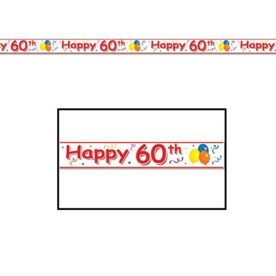 Party Tape-Plastic-Happy 60th Birthday-1pkg-20ft