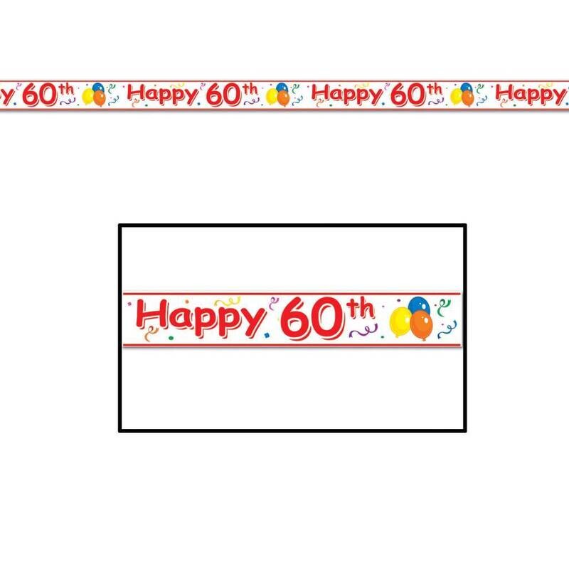 Party Tape-Plastic-Happy 60th Birthday-1pkg-20ft