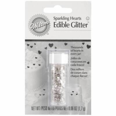 Edible Glitter-Silver Sparkling Hearts-1pkg-1.7g