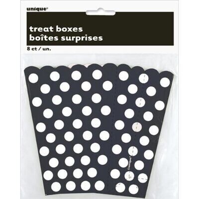 Treat Boxes- Black &amp; White Dots- 8pk/5.5&quot;x3.75&quot;