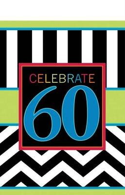 Table Cover-60 Bday Celebration-Plastic-54&#39;&#39; x 102&#39;&#39; - Discontinued