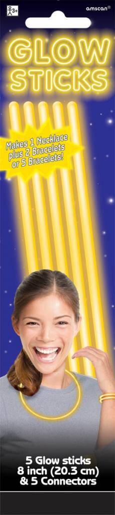 Glow sticks-Super-Yellow-8&#39;&#39;-5pk