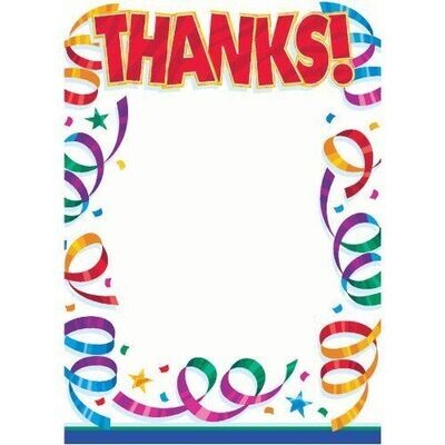 Thank you Cards-Party Streamer-8pk