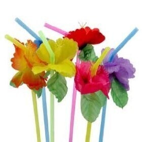 Straws- Luau-Plastic -12pk
