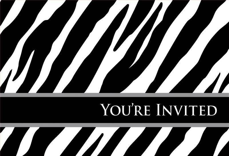 Invitations-Zebra oh so fabulous-8pk