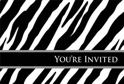 Invitations-Zebra oh so fabulous-8pk