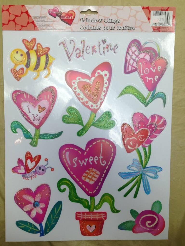 Window Stickers-Valentine's Day-Flowers and Bees