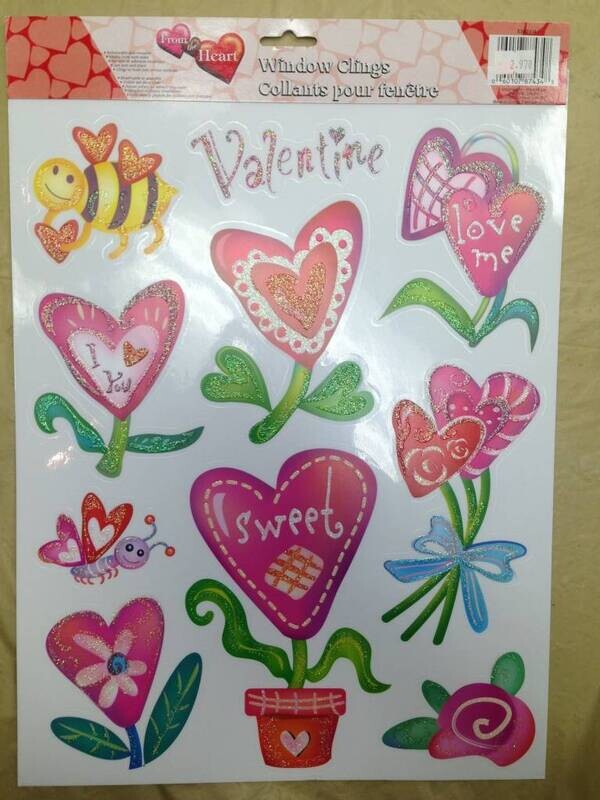 Window Stickers-Valentine&#39;s Day-Flowers and Bees