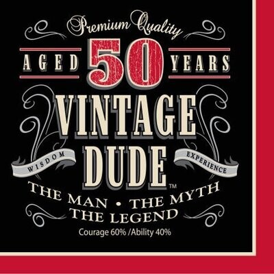 Luncheon Napkins-Vintage Dude 50th- Discontinued
