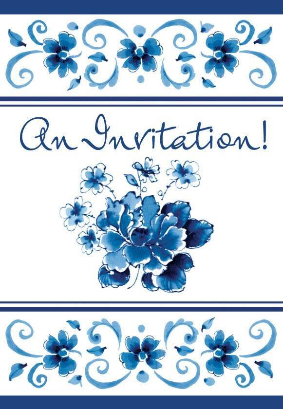 Invitations-Blue Provence Folded-8pk