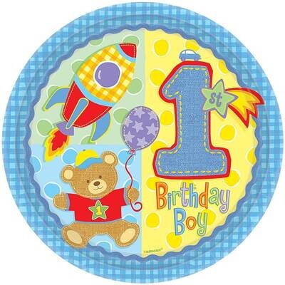 Plates-DN-Hugs and Stitches Boy-8pk-Paper - Discontinued/Final Sale