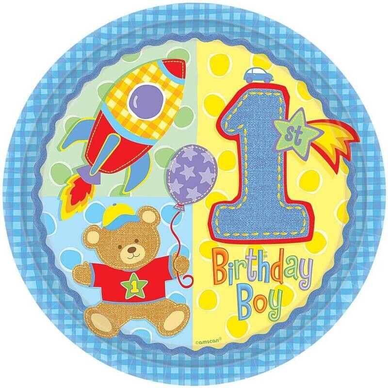 Plates-DN-Hugs and Stitches Boy-8pk-Paper - Discontinued/Final Sale