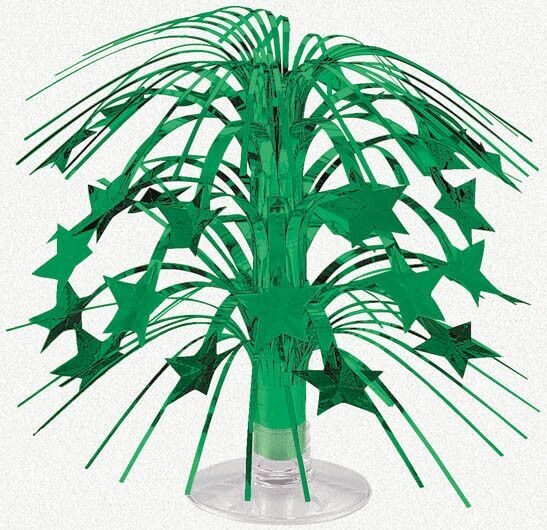 Centerpiece-Cascade-Green Stars-Foil-8.5&#39;&#39;