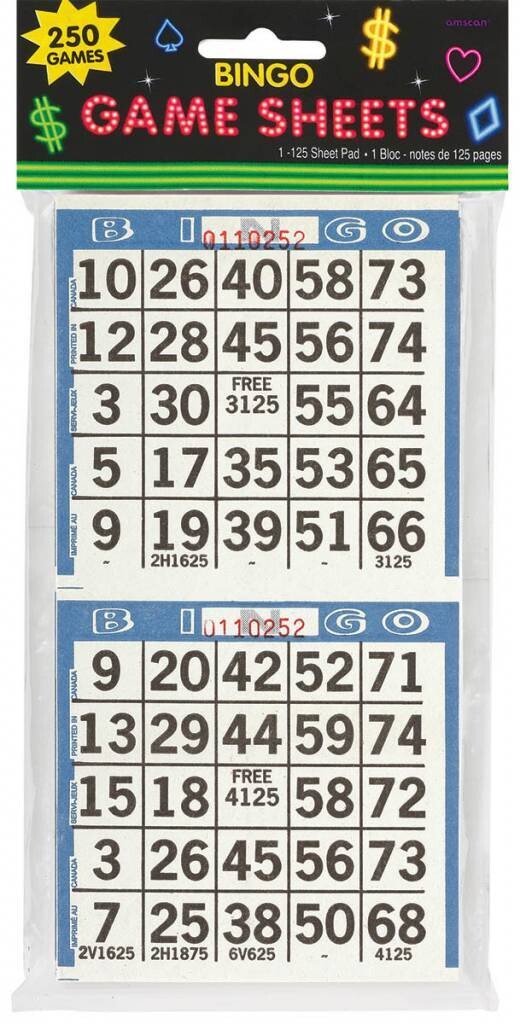 Bingo Game Sheets - Casino -  125 sheet - 1pc -