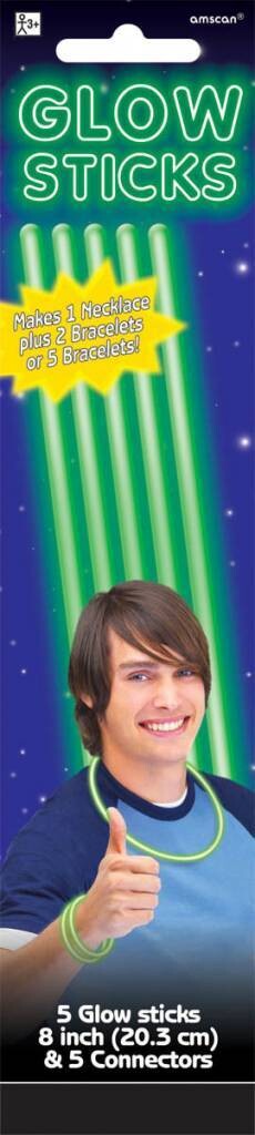 Glow Sticks-Super-Green-8&#39;&#39;-5pk