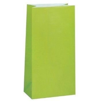 Loot Bags-Lime Green-12pkg-10&quot;x5.25&quot;x3.5&quot;