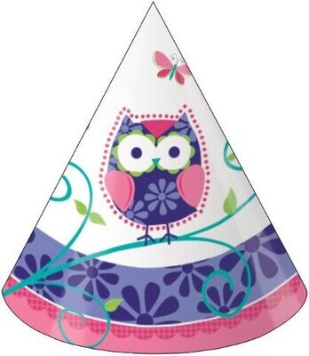 Hats-Cone-Owl Pal-8pkg-Paper