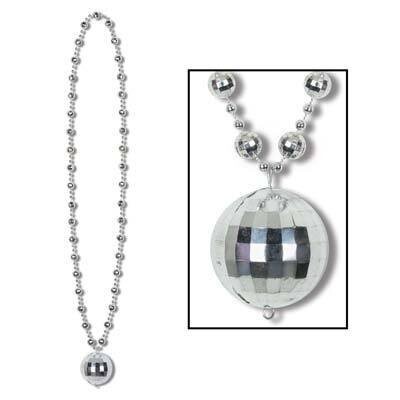 Bead Necklace-Disco Ball Medallion-1pkg-36&quot;