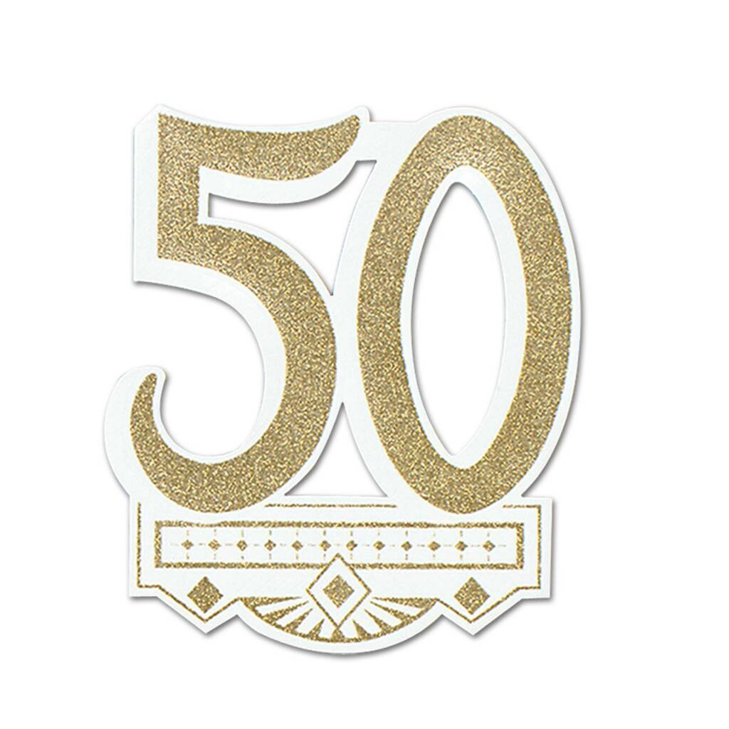 Cutout-Glitter-Golden 50th Anniversary Crest-1pkg-14&quot;