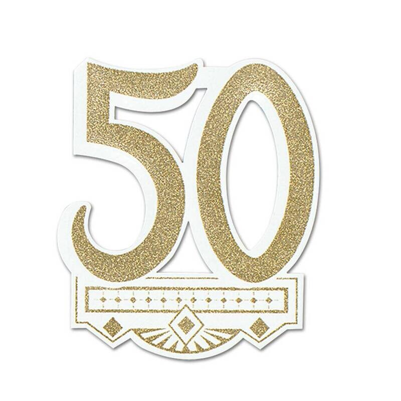 Cutout-Glitter-Golden 50th Anniversary Crest-1pkg-14&quot;