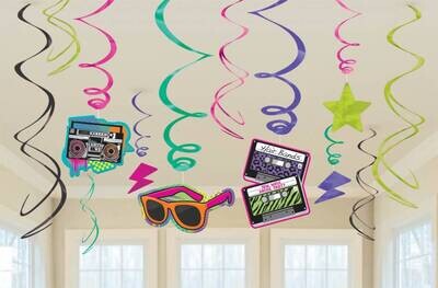 Danglers-Swirl- I Love The 80&#39;s-6pk/7&#39;&#39;