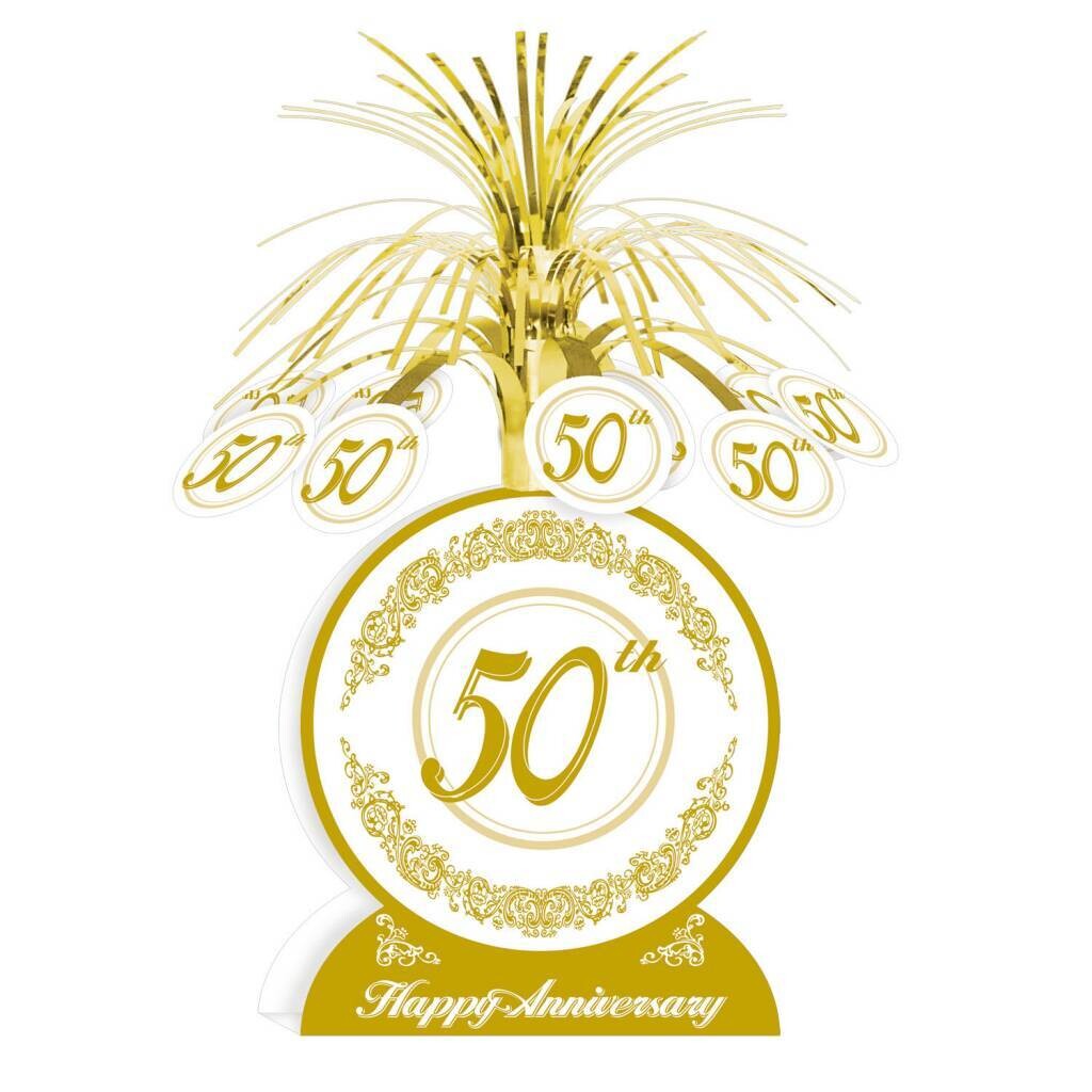 Centerpiece - Foil Cascade - Golden 50th Anniversary - 1pkg - 13&quot;