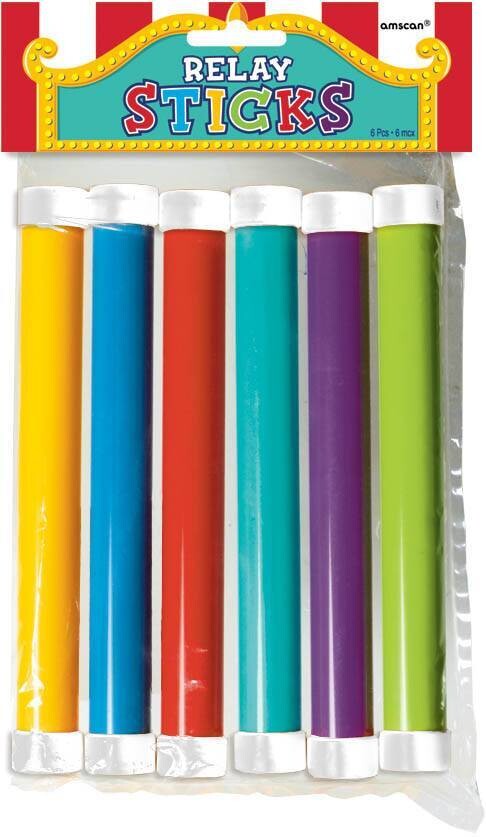 Relay Sticks- Assorted Colours- 6pcs/8.25&quot;