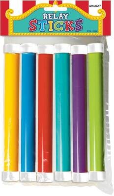 Relay Sticks- Assorted Colours- 6pcs/8.25"