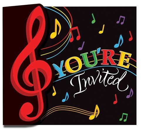 Invitations-Dancing Musical Notes-8pkg