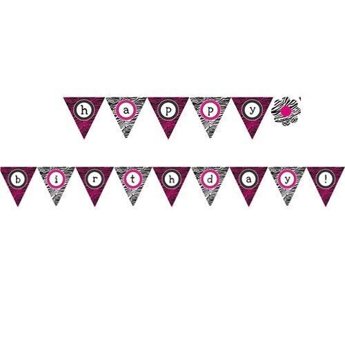 Flag Banner-Plastic-Pink Zebra-1pkg-13ft 