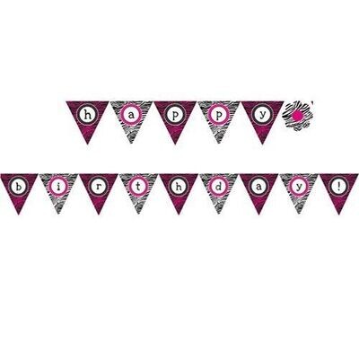 Flag Banner-Plastic-Pink Zebra-1pkg-13ft 