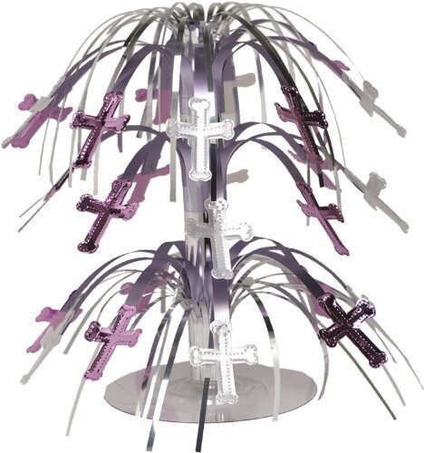 Centerpiece-Cascade-Pink Crosses-Foil-8.5&#39;&#39; (Seasonal)