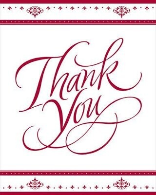 Thank You Cards-Ruby 40th Anniversary-8pkg