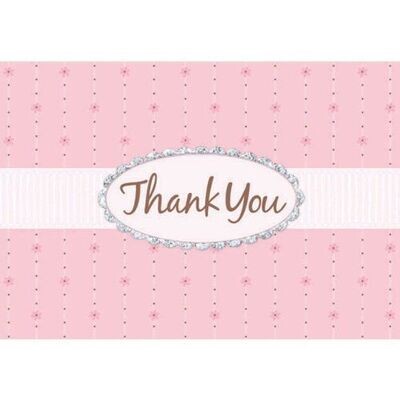 Thank You Cards-Pink Passion-w/Glitter-8pk