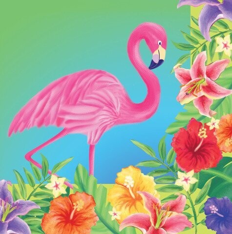 Napkins-LN-Hibiscus Heat Flamingo-50pkg-3ply - Discontinued