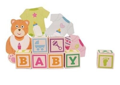 Centerpiece with Favor Boxes-Baby Bear Blocks-1pkg-14.75&quot;