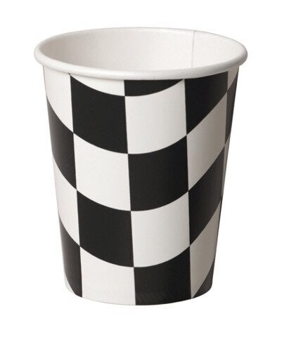 Paper Cups-Race Car Flag-8pkg-9oz - Discontinued