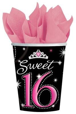 Cups-Sweet 16-Paper-9oz-8pk