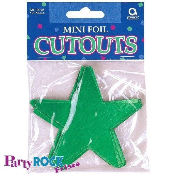 Cutouts-Star-Mini-Green-12pkg-Foil-3.5&#39;&#39;