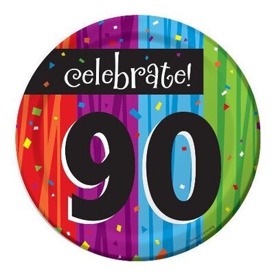 Plates-BEV-Milestone Celebrations 90th-8pkg-Paper - Discontinued