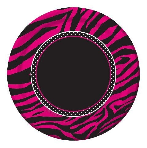 Plates BEV-Pink Zebra Boutique-8pkg-Paper- Final Sale
