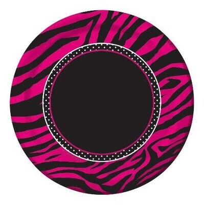 Plates BEV-Pink Zebra Boutique-8pkg-Paper- Final Sale