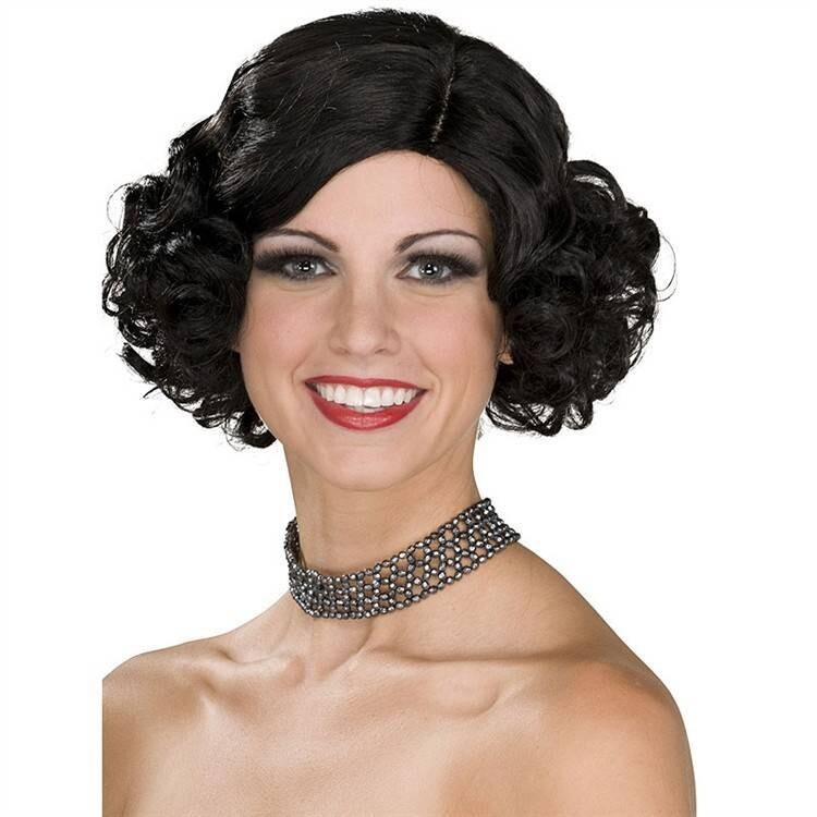 Wig-Curly Black Flapper-One Size