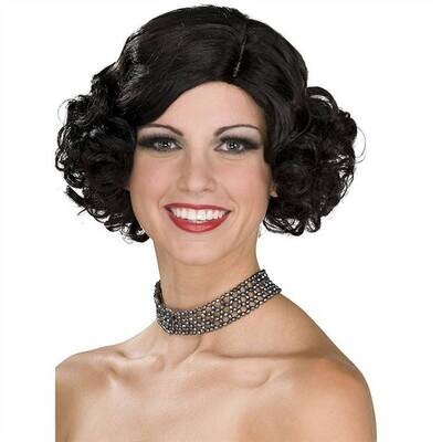 Wig-Curly Black Flapper-One Size