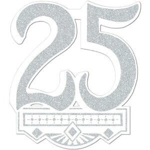 Cutout-Glitter-Silver 25th Anniversary Crest-1pkg-14&quot;