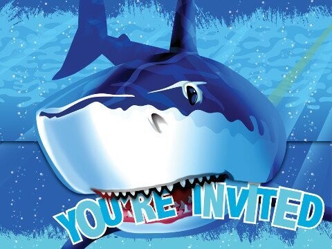 Invitations-Shark Splash-8pkg