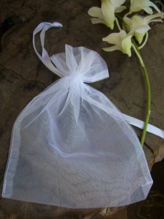 Organza Favor Bags-White-6pkg